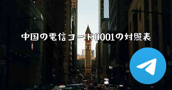 中国の電信コード0001の対照表